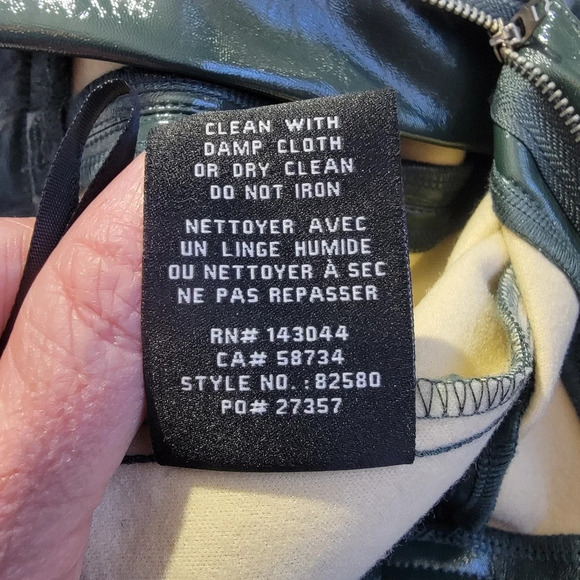 NWT 7 For All Mankind Faux Leather Cropped Wide Leg Shiny Green Pants Size M - Picture 10 of 14